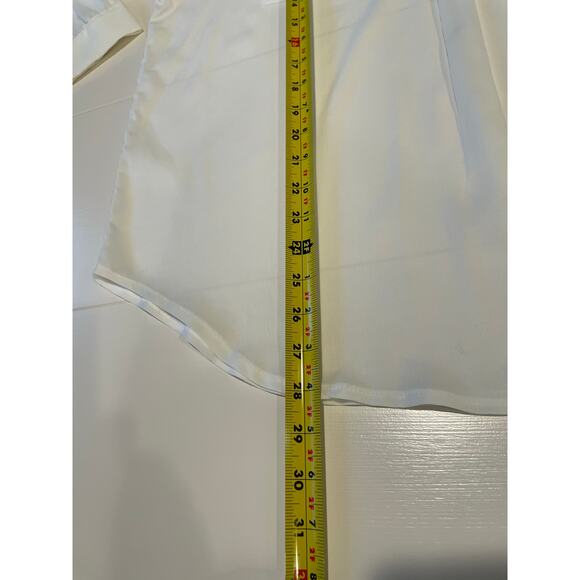 Kenar Cream Blouse NWT Contrast Trim Pockets Long Sleeves Split Neck Sz XL - Picture 10 of 11